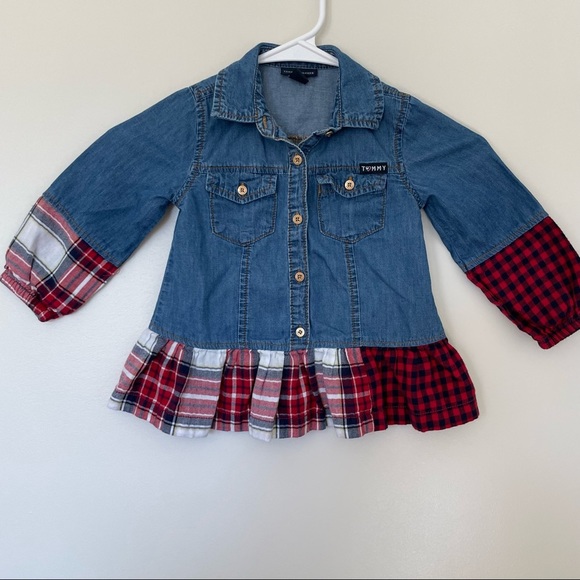 Tommy Hilfiger Girls Pullover Jean Plaid Top. Size 3T - Picture 2 of 6